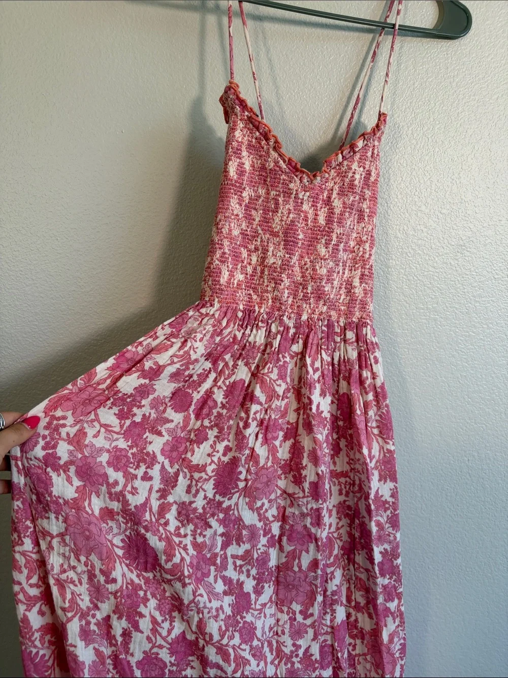 Free People Sweet Nothings Midi / Maxi Dress in Pink Floral - L